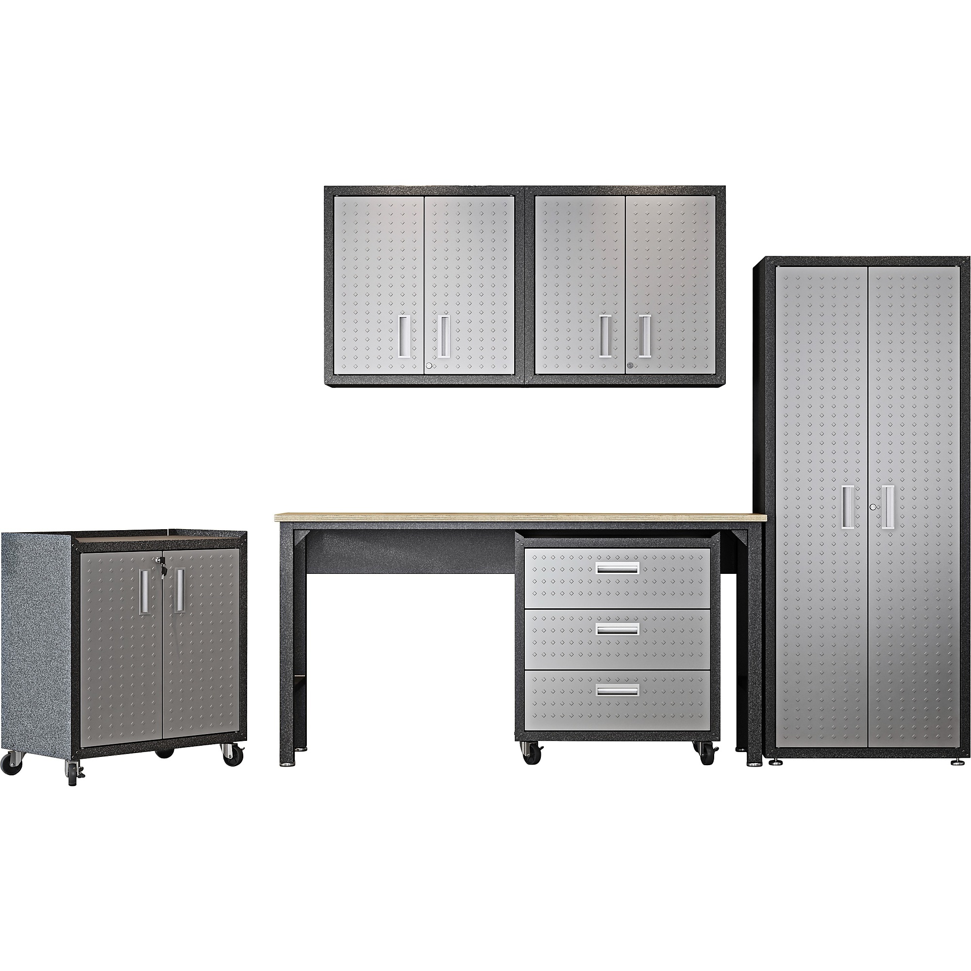 Manhattan Comfort, Fortress 6-Piece Garage Set in Grey, Width 102.7 in, Height 74.8 in, Depth 18.2 in, Model# 6-GGGG